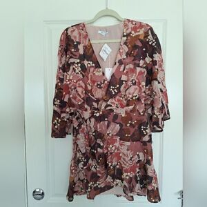 BTFL-Life floral ruffle long sleeve mini dress‎ size S